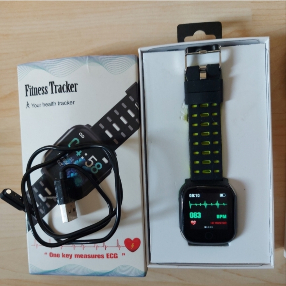 Fitness Tracker Black and Green Smartwatch